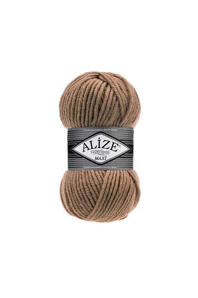 Alize Superlana Maxi Hand Knitting Yarn 100g – 75% Acrylic 25% Wool – Color No: 466 - Dark Beige