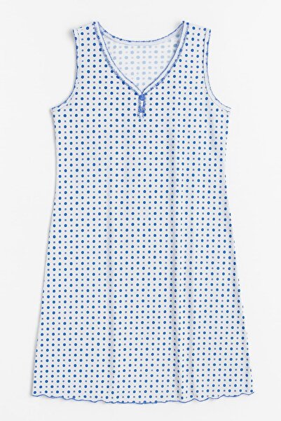 enmodaiçgiyim 100% Cotton White Background Mixed Color Polka Dot Zero Sleeve Relaxed Cut Knee-Length Women's Dress