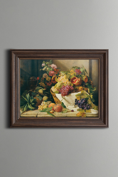 epiqart Natură moartă cu fructe și flori - Cadru cu model vintage