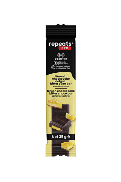 Repeats Pro Yüksek Proteinli Limonlu Cheesecake Dolgulu Bitter Çoko Bar 35gr