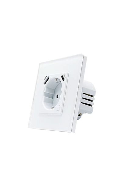 OEM Priza inteligenta, Sticla securizata, USB+USB C, 16A, Monitorizare energie, Wi-Fi, App Tuya/Smart Li