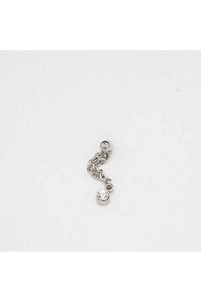 Piercing by Sever Chained Transparent Stone Hanging Model Steel Piercing… Silver/Silver Color (Tragus Helix Conch Flat)
