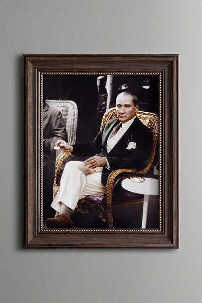 epiqart Mustafa Kemal Atatürk - Vintage Desenli Çerçeve
