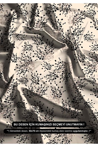 DESENİX Elegant Flower Branches Digital Printing Fabric |   150X100Cm |   4 Color Options |   Vintage Floral Pattern