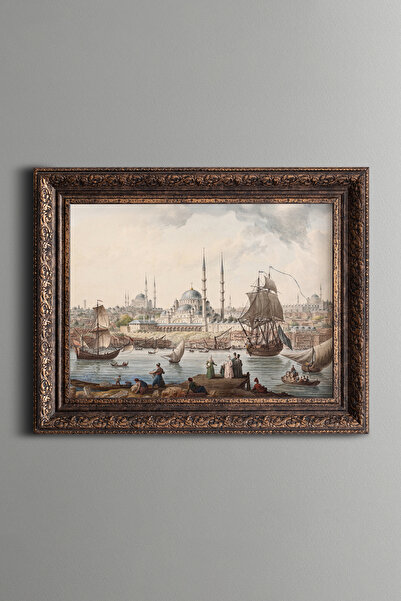 epiqart Moschee nouă și portul din Istanbul - Cadru cu model vintage