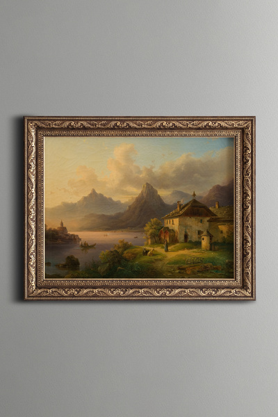 epiqart Peisaj cu Bergsee - Ramă cu model vintage