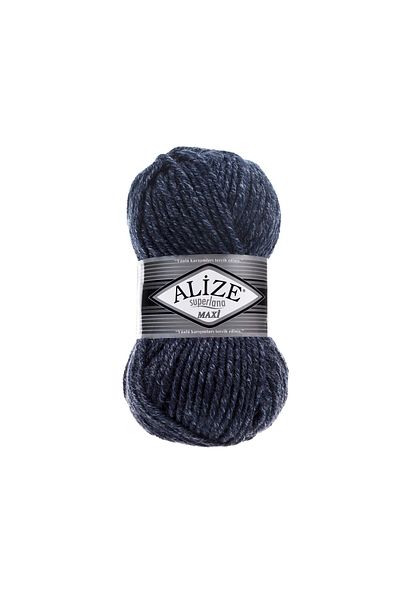Alize Superlana Maxi Hand Knitting Yarn 100g – 75% Acrylic 25% Wool – Color No: 805 - Jaspe Navy Blue