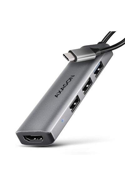 Axagon Hub USB-C 4in1 HMC-H3A, 4xUSB, silver, 11x95x26mm