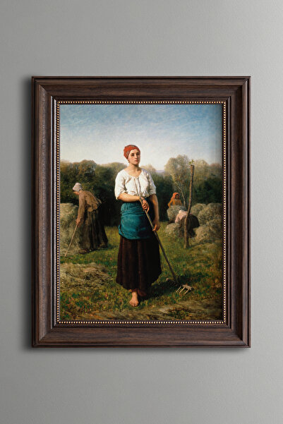 epiqart O fată cu un greblă - Cadru cu model vintage