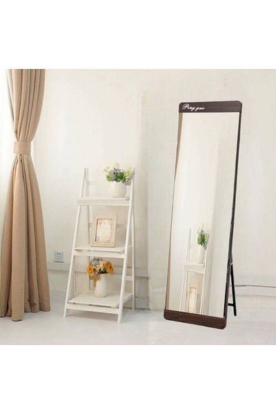Al Saada Home مرآة أرضية بإطار بني 50-165 سم
