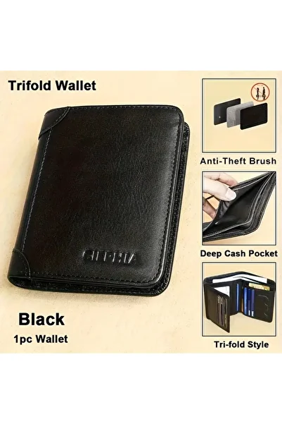 GlassySKY Vintage Style Genuine Leather Men Rfid Blocking Wallet Id & Credit Card Holder Gift