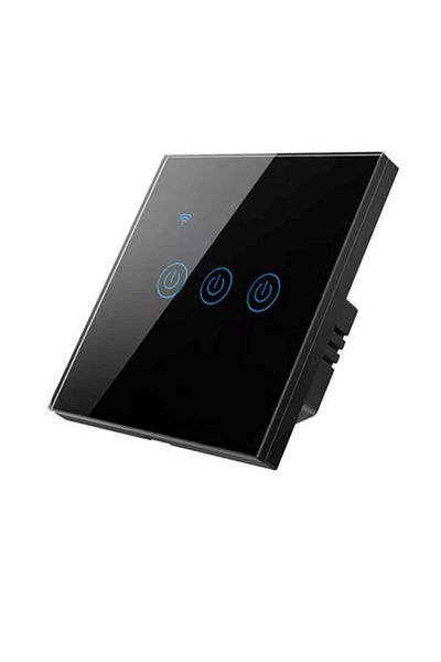 OEM Comutator inteligent, Wi-Fi, 10A, 3 canale, sticlă securizată, Tuya, Smart Life, compatibil cu Amazon