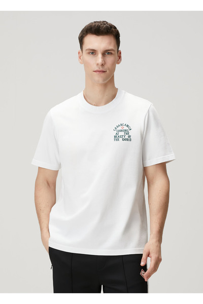 CASABLANCA Μπλουζάκι από οργανικό βαμβάκι White Slogan με τύπωμα