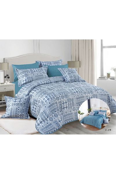 Pioneer 4-Piece Bedding Set (120x200 cm) – Fitted Sheet + Square Pillowcase + Large Pillowcases – Microfiber