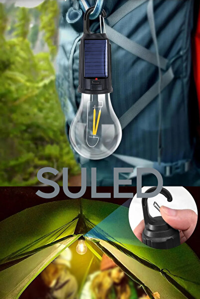 SULED Solar Şarjlı Taşınabilir Led Ampül V2 Outdoor Kamp Bahçe Lambası 10W Askılı Kırılmaz Led Işık