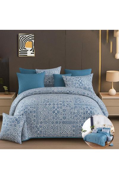 Pioneer 4-Piece Bedding Set (120x200 cm) – Fitted Sheet + Square Pillowcase + Large Pillowcases – Microfiber