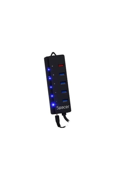 Spacer HUB USB SPH-4USB30-1QC, 4 porturi USB 3.0, încărcare rapidă, negru