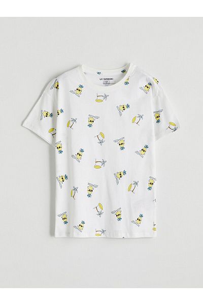 LC Waikiki Set de pijamale pentru băiat cu gât crew cu pantaloni scurți
