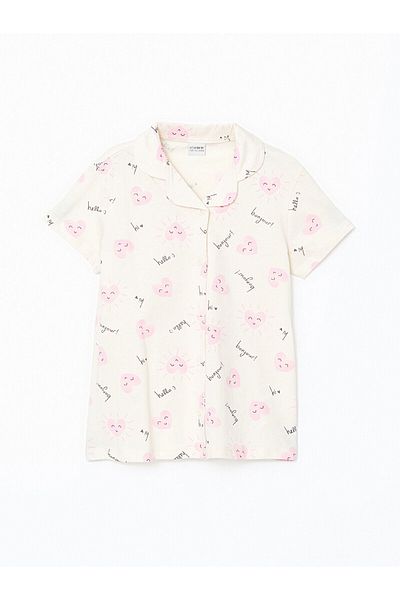 LC Waikiki Set de pijamale pentru fete cu guler de cămașă cu pantaloni scurți