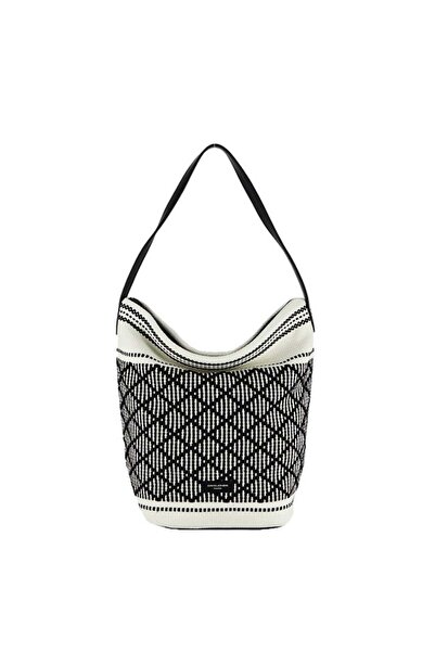 SOFILINE Geantă albă cu model tradițional negru 6957-1 15