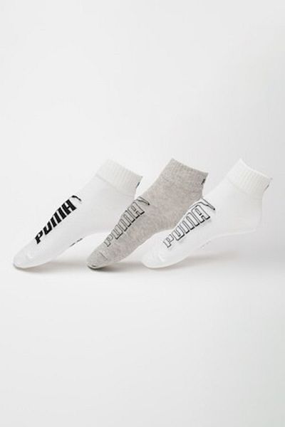 Puma , Set of Short Unisex Socks - 3 Pairs, Black, Heather Gray, Off White, Size 43-46