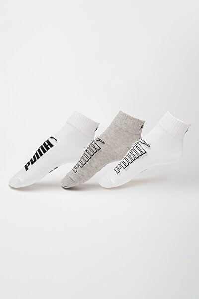 Puma , Set of Short Unisex Socks - 3 Pairs, Black, Heather Gray, Off White, Size 43-46