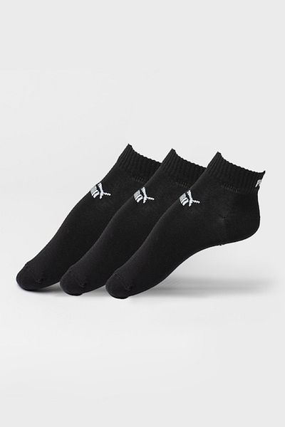 Puma , Set de șosete scurte unisex din amestec de bumbac cu logo - 3 perechi, Negru, Alb murdar, Mărime