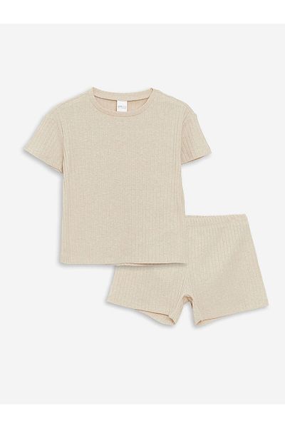LC Waikiki Set de pijama pentru fetiță, cu mânecă scurtă, cu decolteu și pantaloni scurți