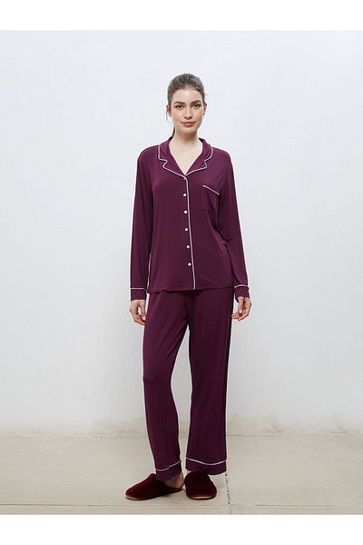 LC Waikiki Set de pijamale pentru femei cu guler de cămașă