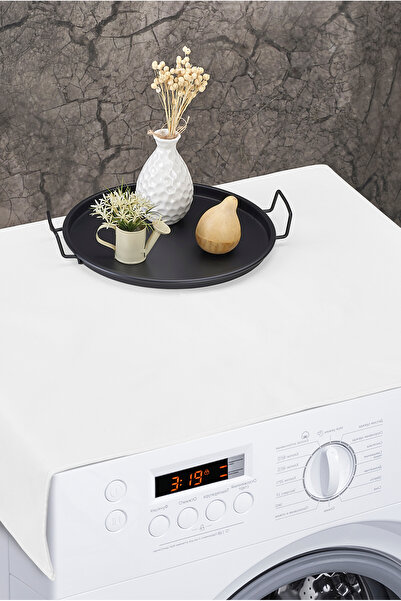 HOMELKA Washing Machine Cover Liquid Proof Fabric White Color Plain Model