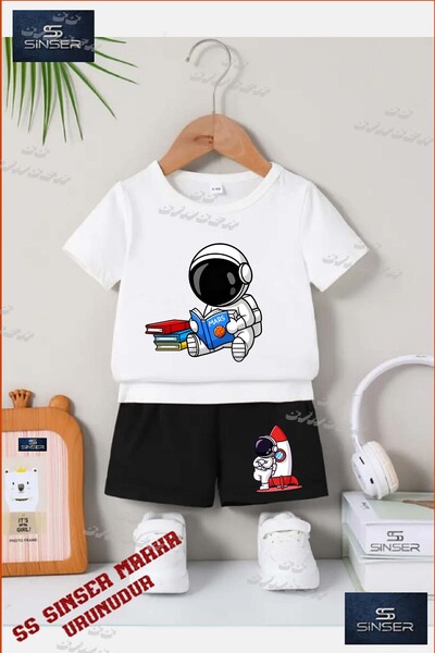 SS SİNSER Παιδικό UNISEX T-shirt με στάμπα "ASTRONAUT READING A BOOK" με λαιμ...