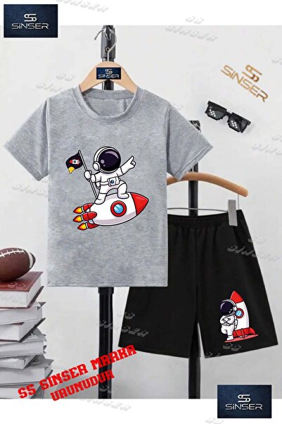 SS SİNSER Παιδικό UNISEX μπλουζάκι με στάμπα "ASTRONAUT SHUTTLE FLAG IN HAND"...