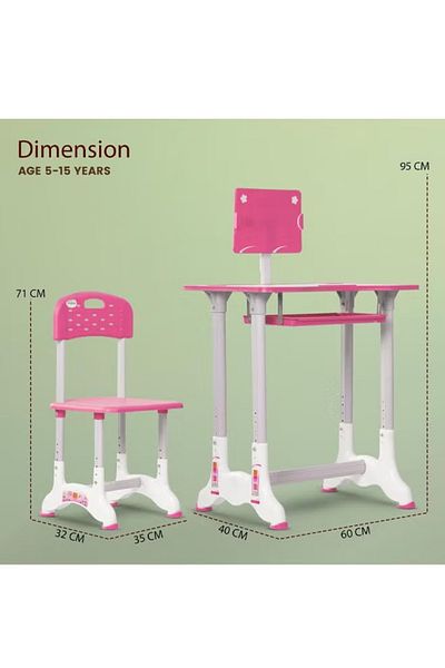 Cady One Children's Study Desk and Chair Set with Adjustable Height