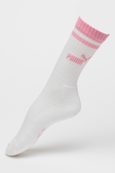 Puma , Set of long socks from cotton blend - 2 pairs, Off-white, Pink, 35-38