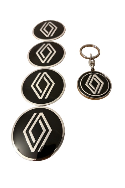 İKTUNING RENAULT YENİ NESİL LOGOLU 4 ADET JANT GÖBEK 1 ADET METAL ANAHTARLIK