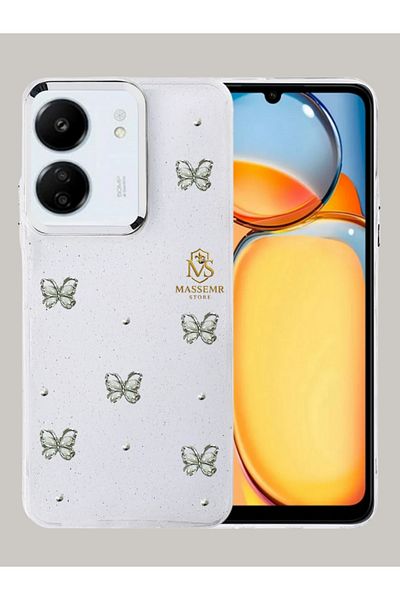 Massemr حافظة سيليكون فاخرة منقوشة متوافقة مع هاتف Xiaomi Redmi 13C مع غطاء خلفي مرن لحماية الكاميرا