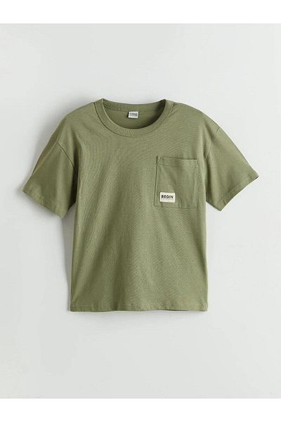 LC Waikiki Tricou LCW pentru copii, cu decolteu rotund, simplu, pentru băieți (W5)