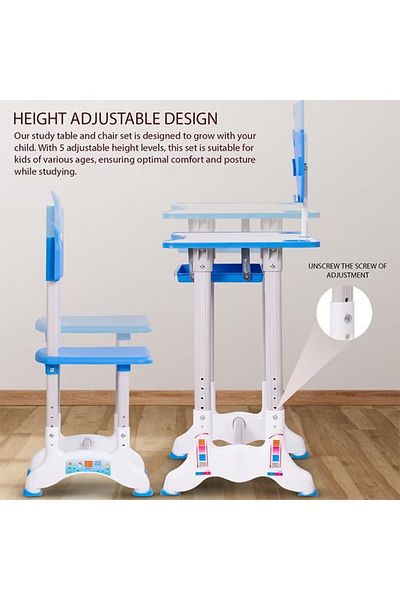 Cady One Kadi One Study Table Set with Chair for Kids and Students, Adjustable Desktop Tilt and Height