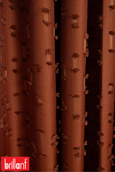 Brillant İxora Kiremit Renk 1/3 Sık Pile Kalın Tek Kanat Fon Perde