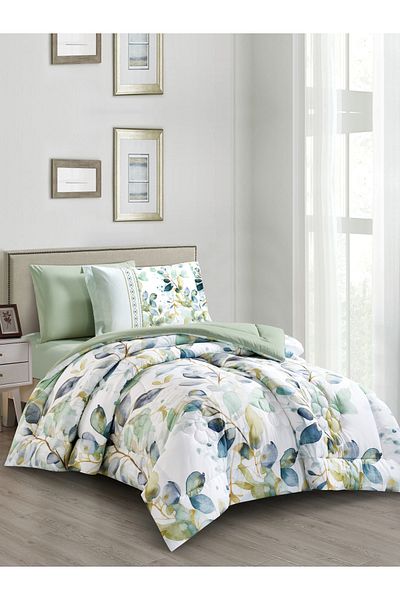 Donetella 4-Piece Digital Print Comforter Set – Twin Size 170x230 cm, Soft Microfiber Bedding Set.