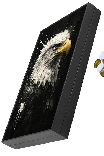 Wibo Trendy Black Eagle Backgammon Set with Large Size Stamp Chamber