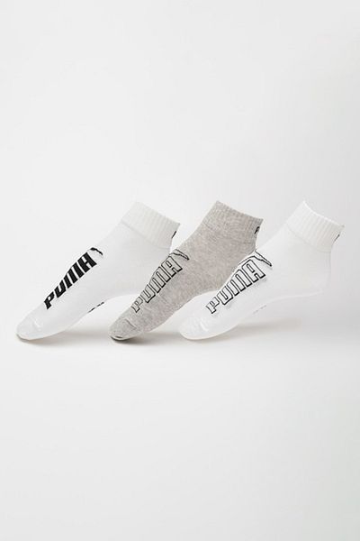 Puma , Set of Short Unisex Socks - 3 Pairs, Black, Heather Gray, Off White, Size 43-46