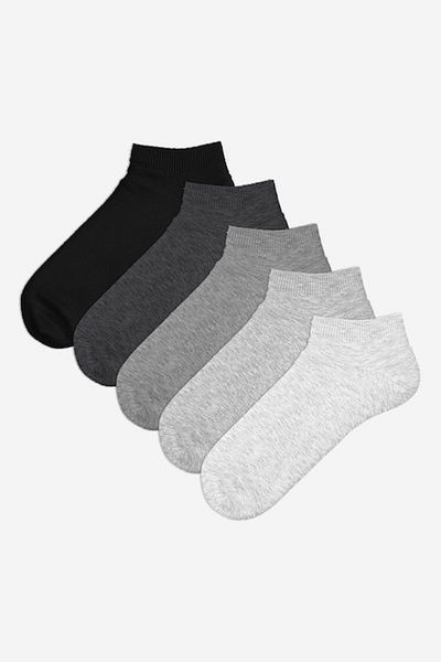 LC Waikiki , Set of short socks - 5 pairs, Black, Light gray melange, Dark gray, Size 36-38