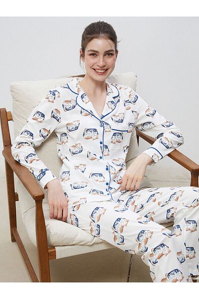 LC Waikiki Set de pijamale de damă cu guler de cămașă