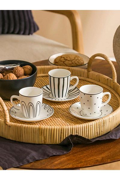 LC Waikiki Lcw Home Printed Coffee Cup Set for 3 Persons 90 ml (W5)
