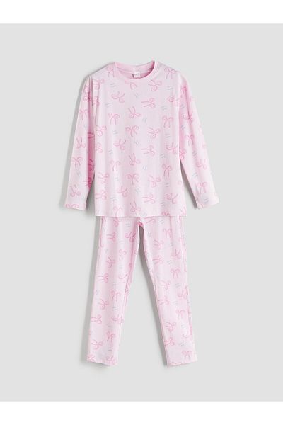 LC Waikiki Set de pijamale pentru fete cu model cu fundă