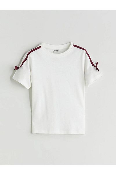 LC Waikiki Lcw Kids Crew Neck Bow Detail Girls T-Shirt (W5)