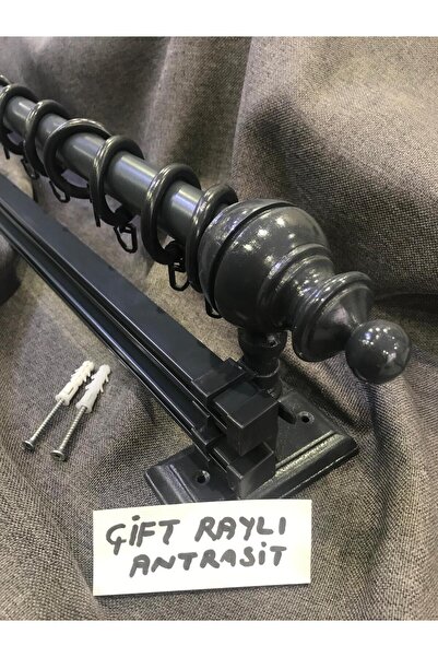 özdeğer home 150cm ÇİFT RAYLI RUSTİK HALKALI RAYLI PERDE TUTUCU 3LÜ RUSTİK KO...