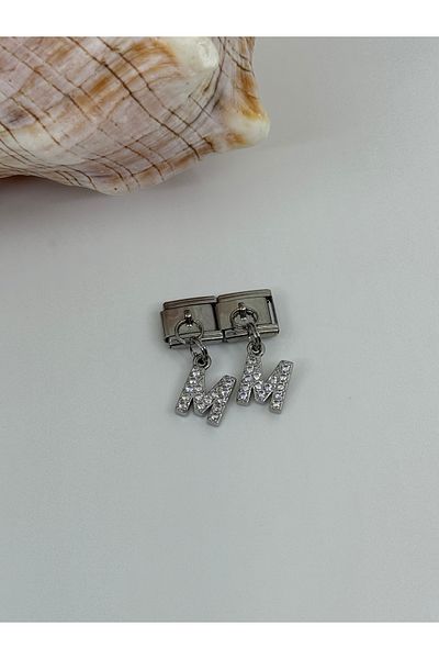 ilvesa shop Italian Bracelet m Letter Dangle Stone Charm
