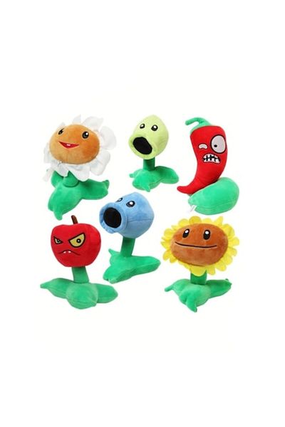 OEM Set 6 jucării de pluș, Plants Vs Zombies, multicolore, 19 cm